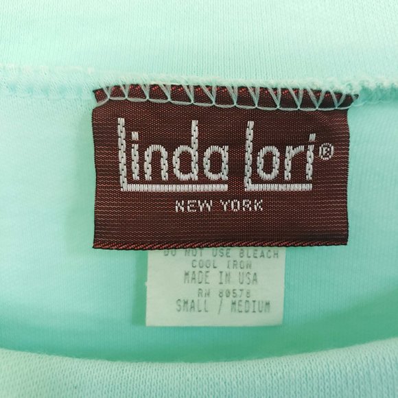 Linda Lori Women's Vintage 1992 Floral Sea Foam Scoop Neck Tee Shirt Top Blouse - Picture 11 of 13